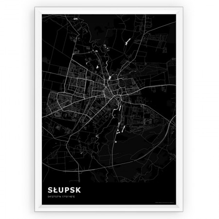 Plakat mapa Słupsk black