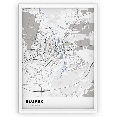 Plakat mapa Słupsk blue