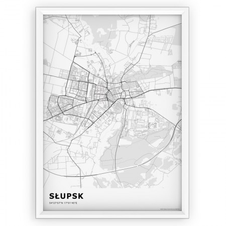 Plakat mapa Słupsk white