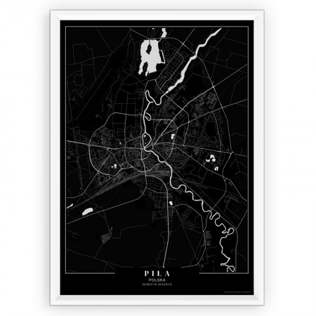 Plakat mapa PIŁA- black passepartout
