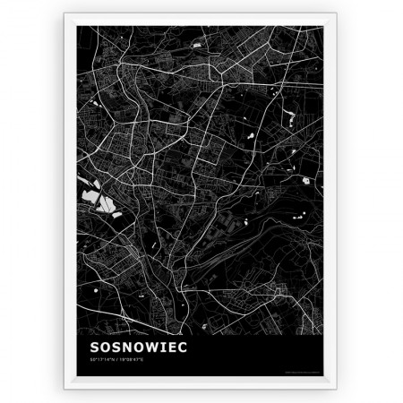 Mapa / Plakat - SOSNOWIEC / standard BLACK