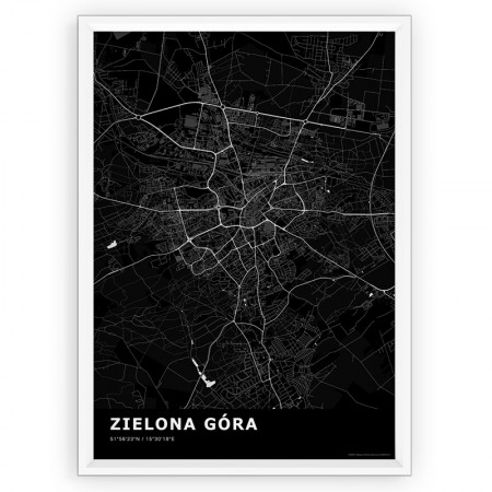Mapa / Plakat - ZIELONA GÓRA / standard BLACK