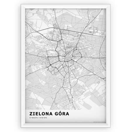 Mapa / Plakat - ZIELONA GÓRA / standard WHITE