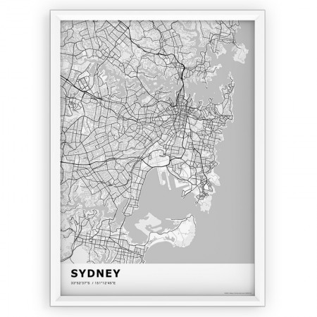 Mapa / Plakat - SYDNEY / standard WHITE
