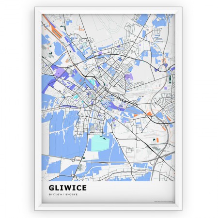 Mapa / Plakat - GLIWICE / standard KOLOR-1