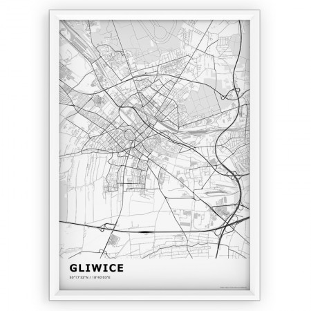 Mapa / Plakat - GLIWICE / standard WHITE