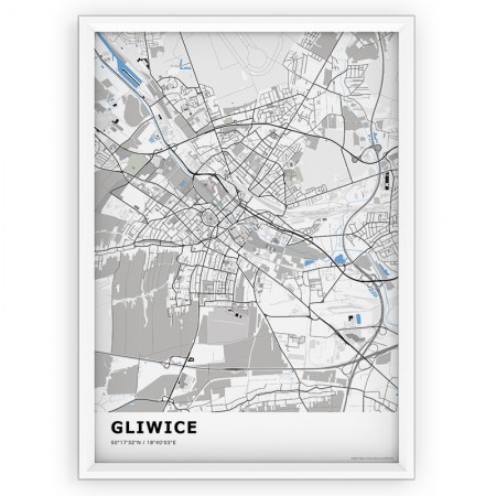 Mapa / Plakat - GLIWICE / standard BLUE