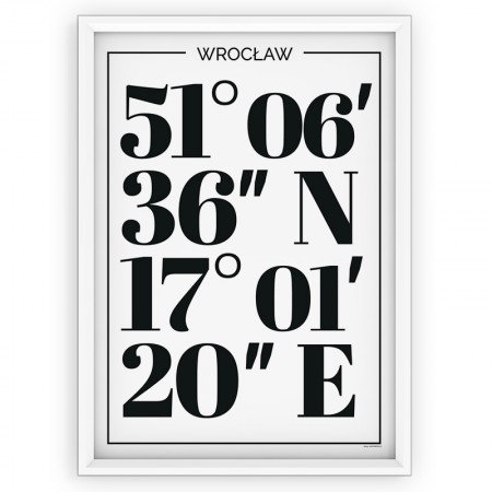 Plakat typograficzny - WROCŁAW / współrzędne white