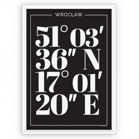 Plakat typograficzny - WROCŁAW / współrzędne black