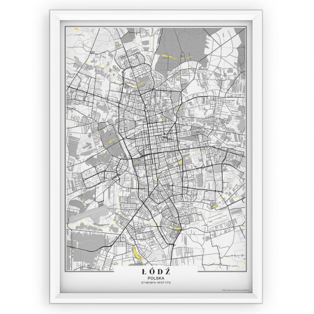 Mapa / Plakat - ŁÓDŹ / passe-partout YELLOW