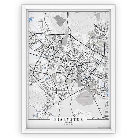 Mapa / Plakat - BIAŁYSTOK / passe-partout BLUE
