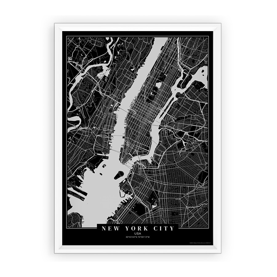 Plakat mapa na ścianę - New York City
