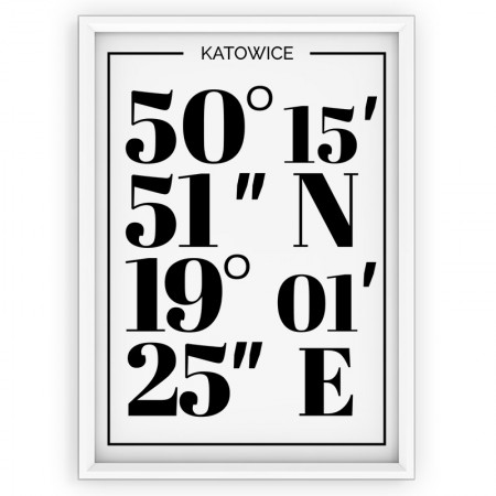 Plakat typograficzny - Katowice white