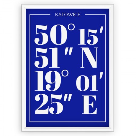 Plakat typograficzny Katowice - blue