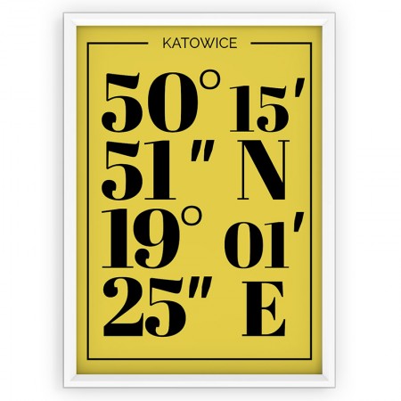 Plakat typograficzny KATOWICE - yellow