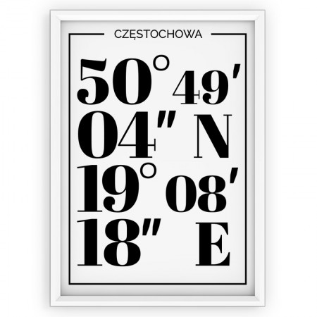 Plakat typograficzny Częstochowa - white
