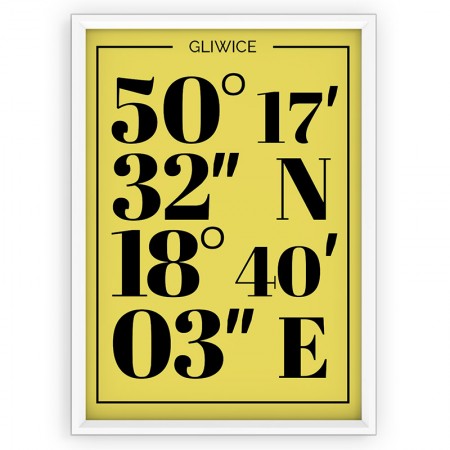 Plakat typograficzny Gliwice - yellow