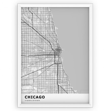 Plakat, mapa- Chicago white