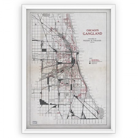 Plakat / Stara mapa - Chicago's Gangland 1923r. - reprint