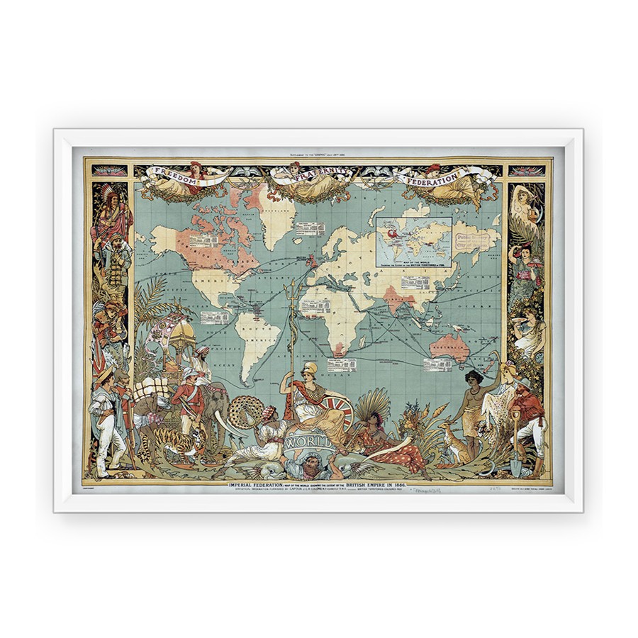 Plakat - mapa Imperium Brytyjskie 1886r - reprint
