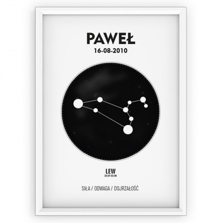 Plakat personalizowany - znak zodiaku LEW