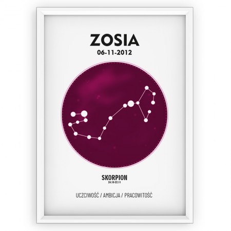 Plakat personalizowany - znak zodiaku SKORPION