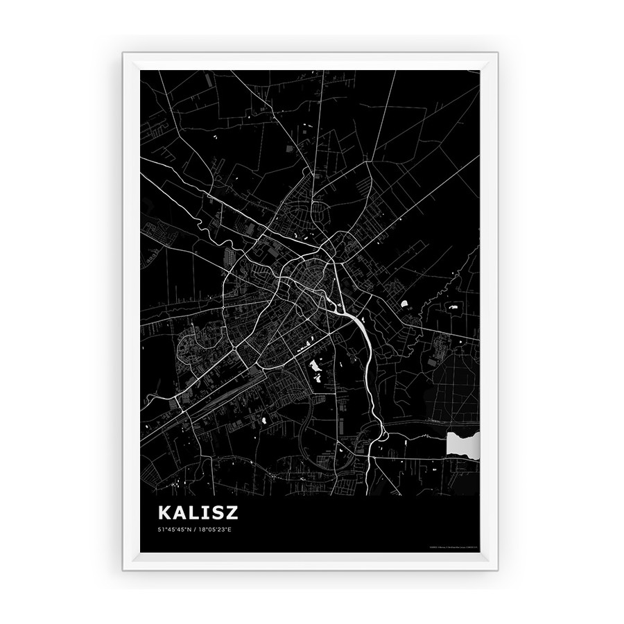 Plakat mapa Kalisz black standad