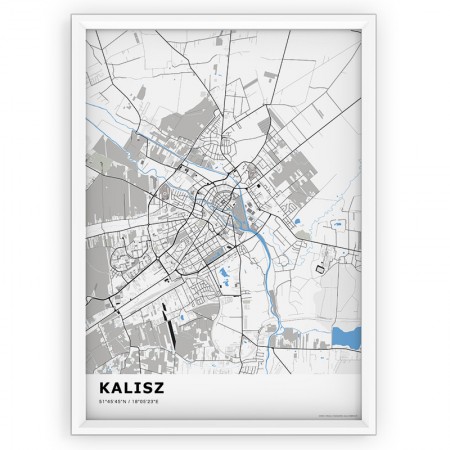 Plakat mapa Kalisz blue standard