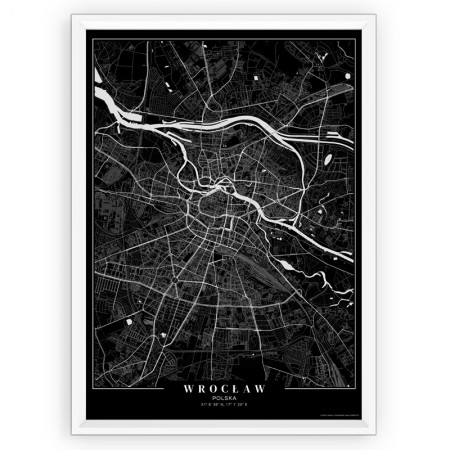 plakat mapa Wrocław black passe-partout