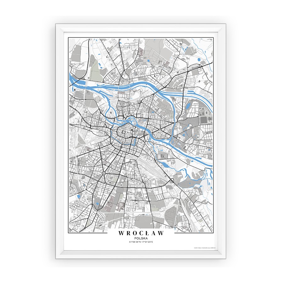 plakat mapa Wrocław passt-partout blue