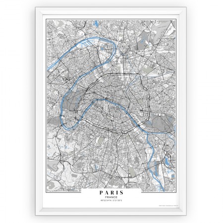 plakat mapa Paris passe-partout blue