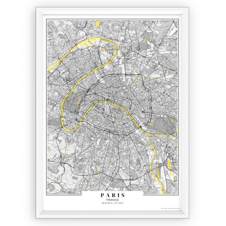 plakat mapa Paris passe-partout yellow