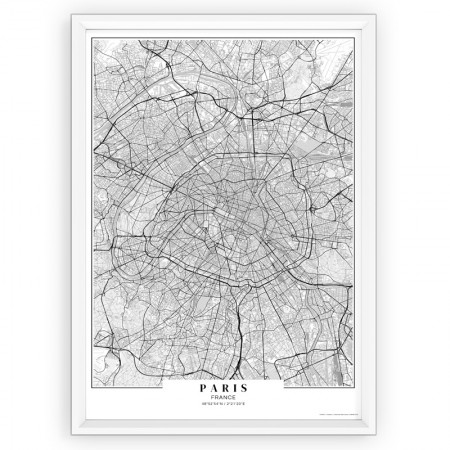 plakat mapa Paris passe-partout white