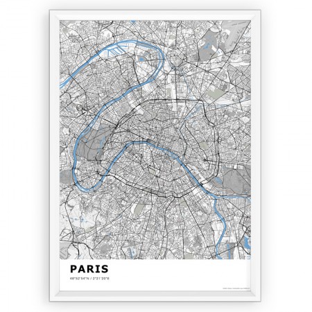 Mapa / Plakat - Paryż - PARIS / standard BLUE