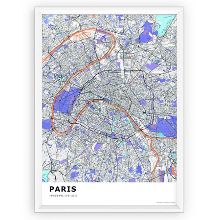 plakat mapa Paris standard kolor 1
