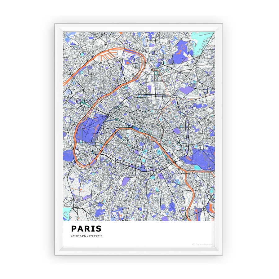 plakat mapa Paris standard kolor 1