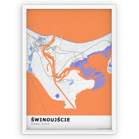 Plakat mapa Świnoujście white