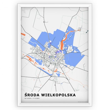 Plakat, mapa Środa Wielkopolska - kolor 1