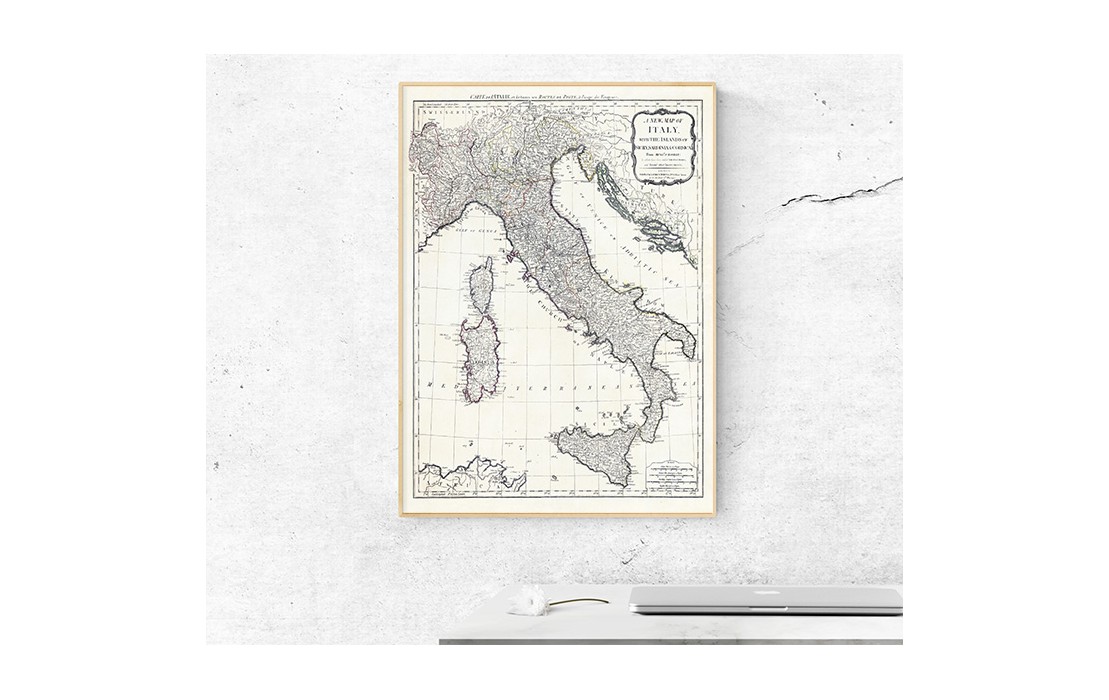 Plakat - stara mapa Włoch - rekonstrukcja cyfrowa